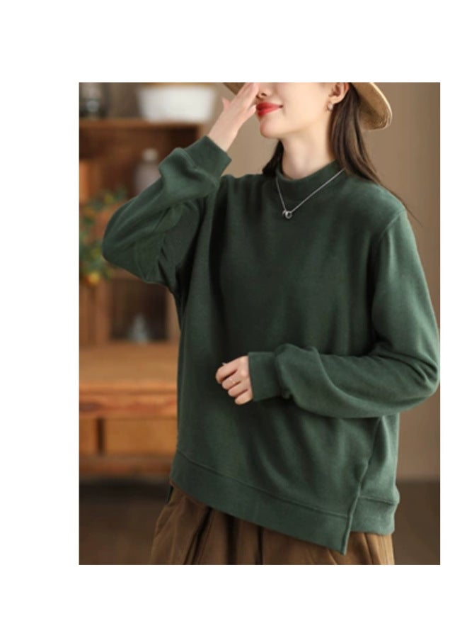 Double-Sided Wool Sweater Women's Autumn And Winter Warm Half-High Collar Long-Sleeved Top Pullover Sweater