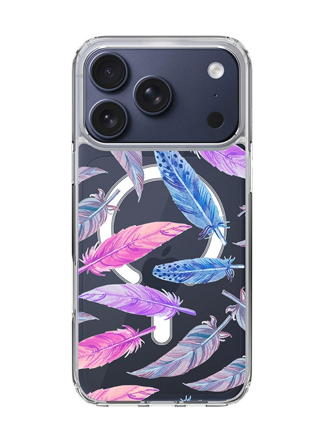 Stylizedd Classic Clear MagSafe Case for iPhone 17 Pro , Hybrid Soft Case Flexible Edges Anti Drop TPU PC Gel Thin Transparent Cover [ Designed for iPhone 17 Pro ] - Feather Colors