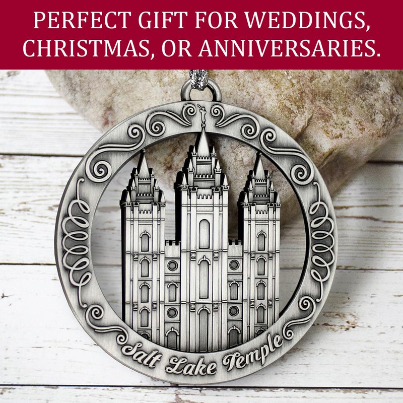 Ringmasters LDS Temple Ornament by Ringmasters | Antique Silver-Finish Hanging Ornament | LDS Missionary Ornament Exchange Ideas  (Salt Lake Temple) - Image 2