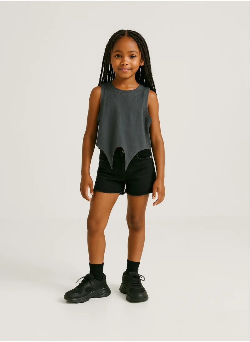 MINOTI Kids Girls' Denim Shorts With Frayed Hem