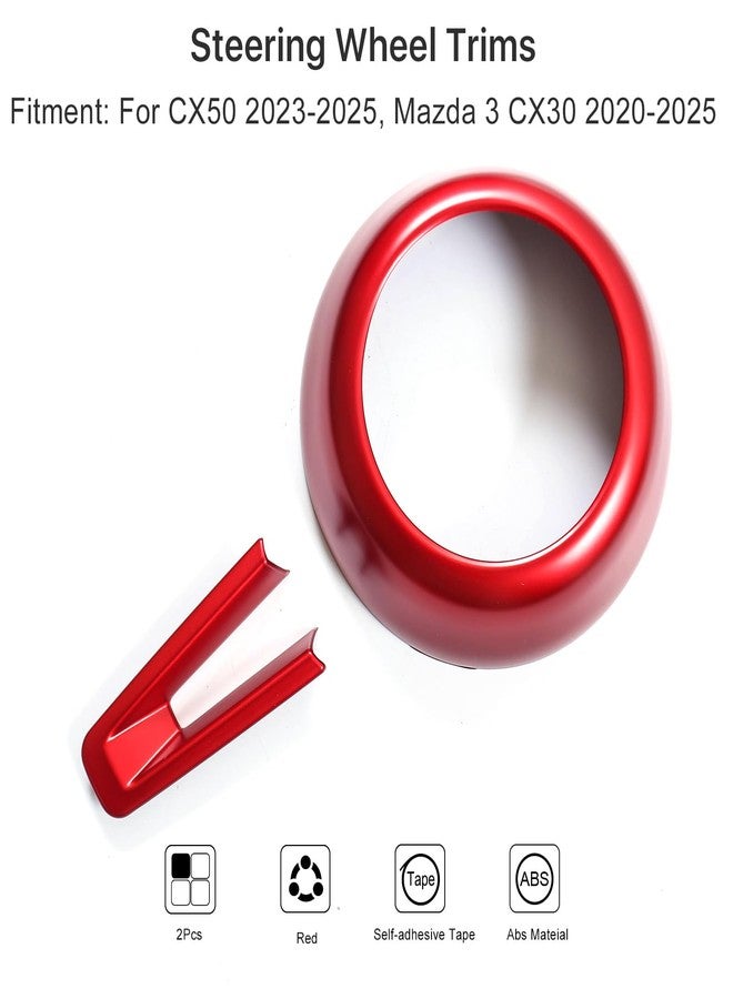 Birbenben Fit for Mazda CX50 Mazda 3 CX-30 Accessories Steering Wheel Covers, Red Style Steering Wheels Protective Trims for Mazda CX-50 CX 50 2023 2024 2025 Mazda 3 CX30 CX 30 2020-2025 - Image 2