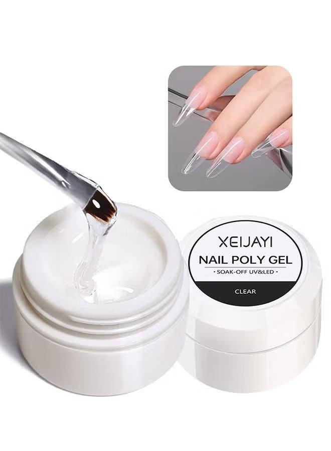 XEIJAYI Nail Poly Gel - UV/LED Camouflage Builder Gel for Nail Extension/Strengthening , Nail Sculpting Gel, Non-Sticky Hand Solid Builder Gel, Upgrade Hard Nail Extension Gel, 3D Sculpting Gel For Nail Art Design Salon Nail Art (#Clear) - Image 1