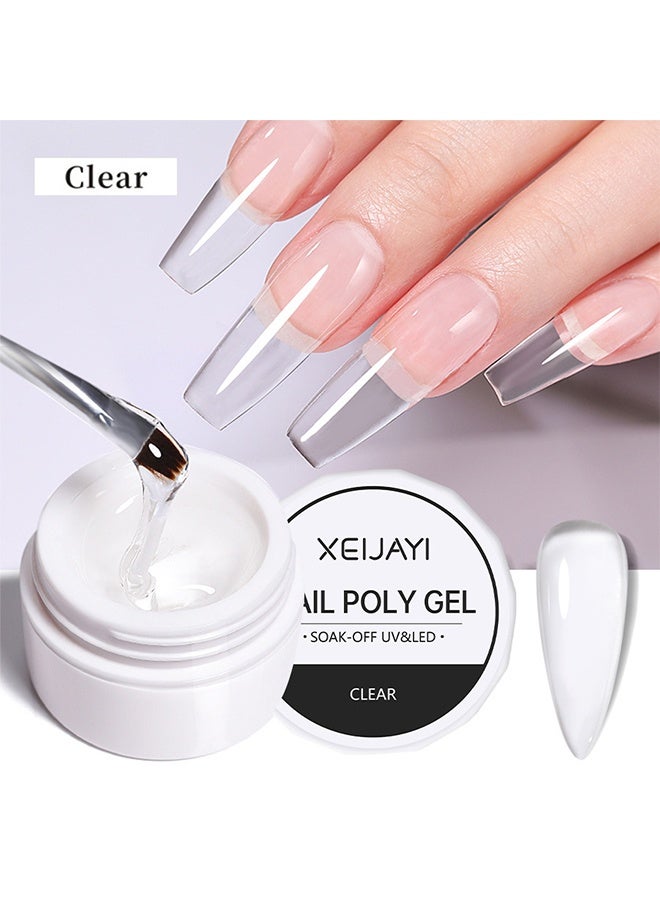 XEIJAYI Nail Poly Gel - UV/LED Camouflage Builder Gel for Nail Extension/Strengthening , Nail Sculpting Gel, Non-Sticky Hand Solid Builder Gel, Upgrade Hard Nail Extension Gel, 3D Sculpting Gel For Nail Art Design Salon Nail Art (#Clear) - Image 2