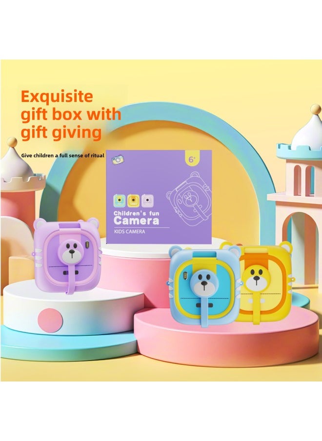 Generic - Digital Flip Lens Mini Print Camera Children's Cute Dumb Color Print HD Pixels-Color:Purple+32g - Image 1