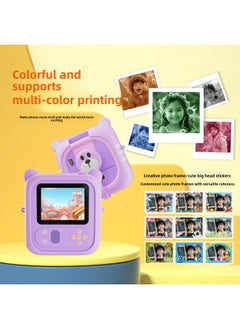 Generic Digital Flip Lens Mini Print Camera Children's Cute Dumb Color Print HD Pixels-Color:Purple+32g  - Image 4