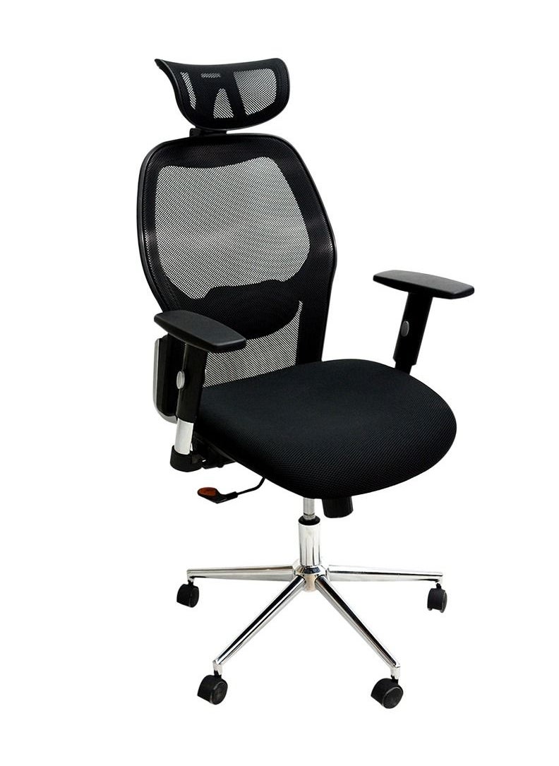 KARNAK Ergonomic Chair Home Executive Office Chair Wide Seat With Large Headrest Adjustable Seat Height, Lumbar Support and Armrests High Back Mesh (Black)  - Image 1