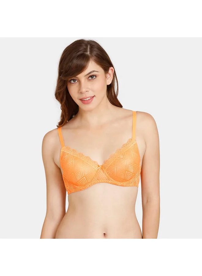 zivame Zivame Textured Padded Bra with Lace Detail and Adjustable Strap