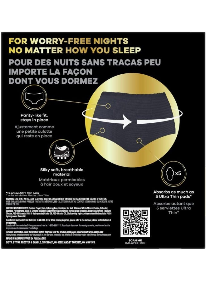 Always Zzzs Overnight Disposable Period Underwear For Women, Size Small/Medium, Black Period Panties, Leakproof, 7 Count X 2 Packs (14 Count Total) - Image 2