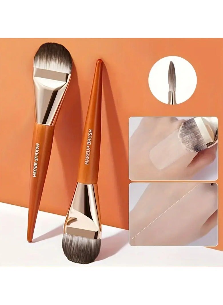 يوكانبي فرشاة أساس واحدة، رأس مسطح عريض، متعددة الوظائف، فائقة النحافة، فرشاة مكياج، خالية من الفورمالديهايد، شعيرات نايلون، مقبض خشبي، مناسبة لجميع أنواع البشرة، مثالية لكريم الأساس، كريم BB، والكونسيلر - Image 2