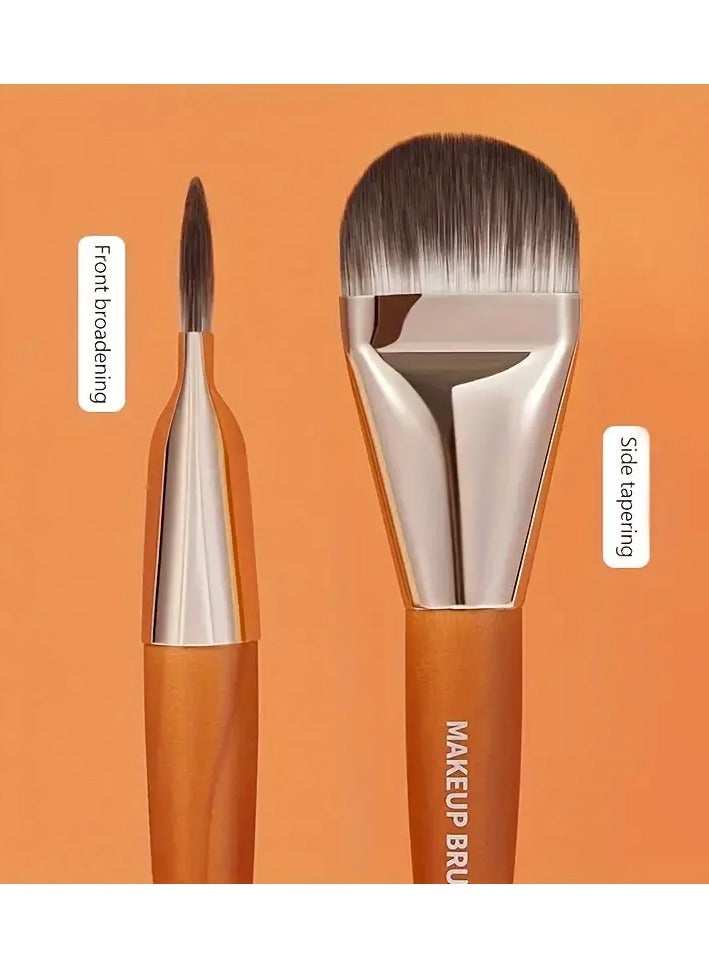 يوكانبي فرشاة أساس واحدة، رأس مسطح عريض، متعددة الوظائف، فائقة النحافة، فرشاة مكياج، خالية من الفورمالديهايد، شعيرات نايلون، مقبض خشبي، مناسبة لجميع أنواع البشرة، مثالية لكريم الأساس، كريم BB، والكونسيلر - Image 1