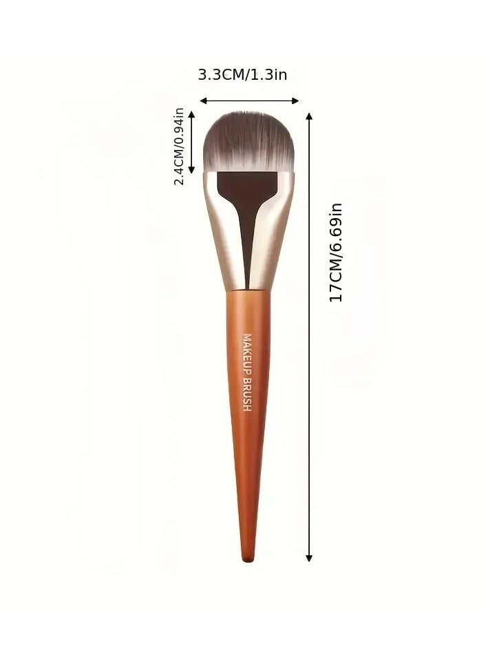 يوكانبي فرشاة أساس واحدة، رأس مسطح عريض، متعددة الوظائف، فائقة النحافة، فرشاة مكياج، خالية من الفورمالديهايد، شعيرات نايلون، مقبض خشبي، مناسبة لجميع أنواع البشرة، مثالية لكريم الأساس، كريم BB، والكونسيلر - Image 3