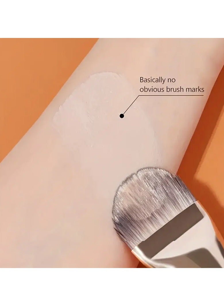 يوكانبي فرشاة أساس واحدة، رأس مسطح عريض، متعددة الوظائف، فائقة النحافة، فرشاة مكياج، خالية من الفورمالديهايد، شعيرات نايلون، مقبض خشبي، مناسبة لجميع أنواع البشرة، مثالية لكريم الأساس، كريم BB، والكونسيلر - Image 4