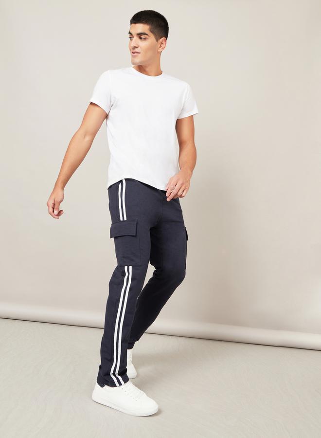Styli Open Hem Cargo Joggers with Side Tape - Image 2