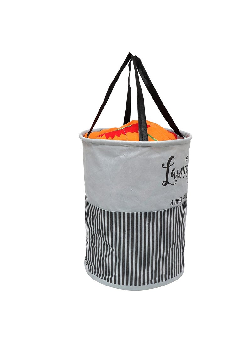 Perpetual Perpetual Cloth Basket for Laundry Waterproof NonWoven Cloth Bag for Storage Clothes Foldable Laundry Basket Bag with Handle 45 Liters Pack of 2 Grey 591 x 1181 x 197 inch  - Image 2