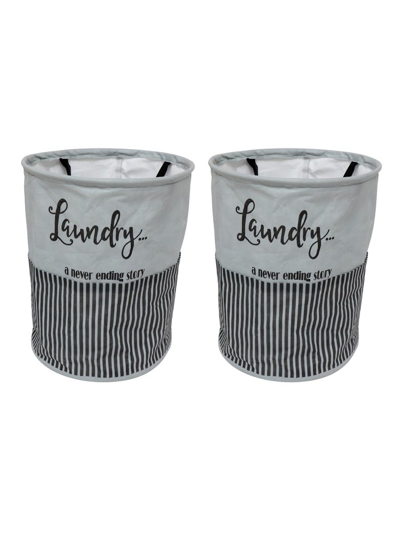 Perpetual Perpetual Cloth Basket for Laundry Waterproof NonWoven Cloth Bag for Storage Clothes Foldable Laundry Basket Bag with Handle 45 Liters Pack of 2 Grey 591 x 1181 x 197 inch  - Image 4