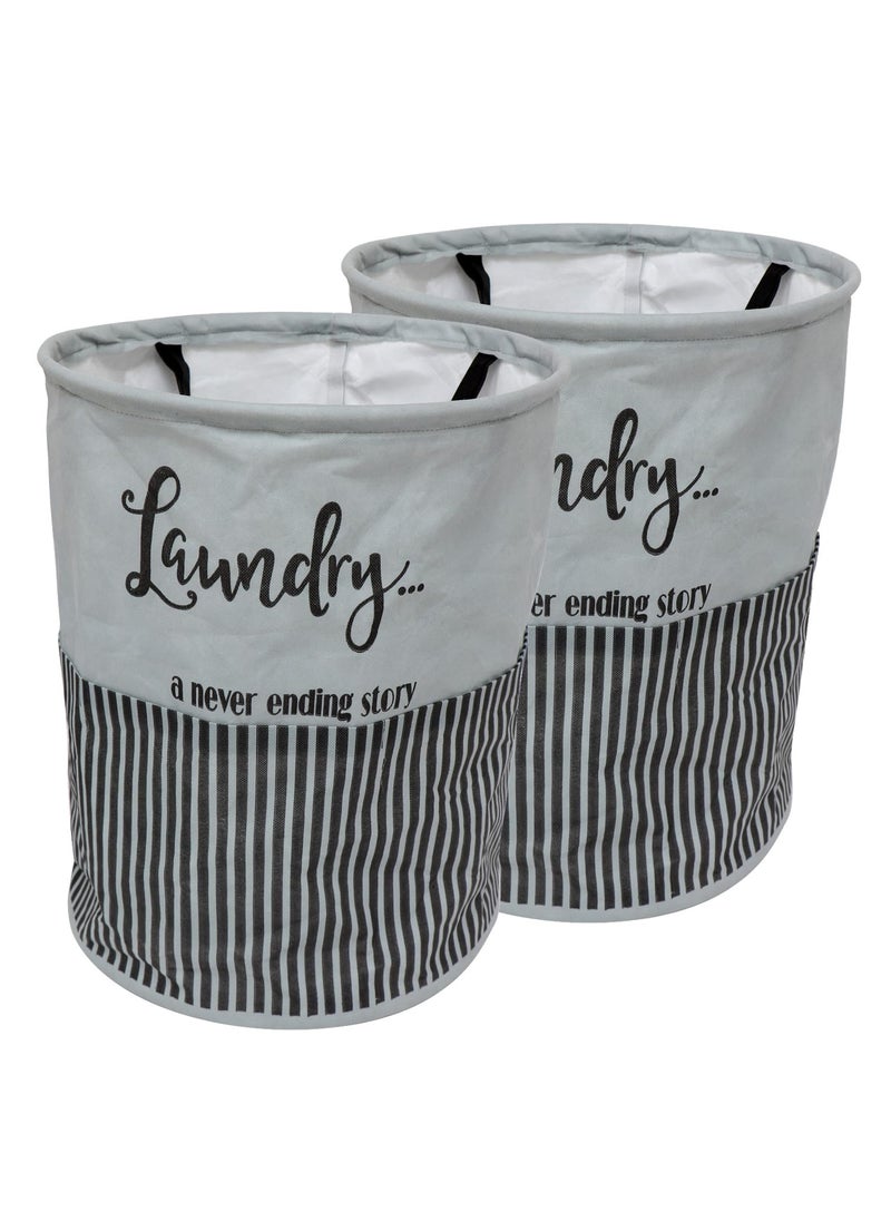 Perpetual Perpetual Cloth Basket for Laundry Waterproof NonWoven Cloth Bag for Storage Clothes Foldable Laundry Basket Bag with Handle 45 Liters Pack of 2 Grey 591 x 1181 x 197 inch  - Image 1