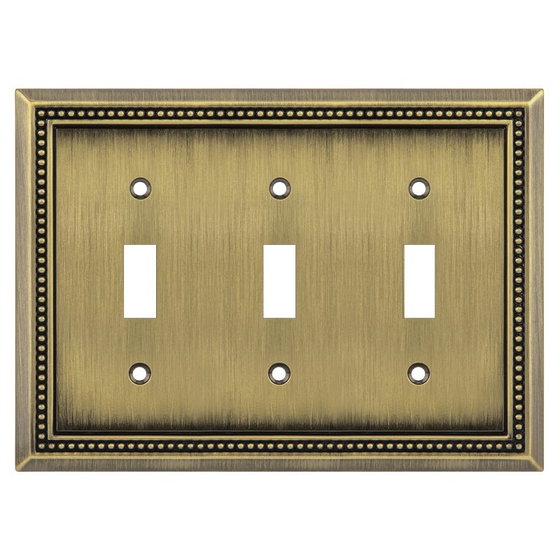 Henne Bery Sunken Pearls Heavy Duty Decorative Wall Plate Switch Plate Outlet Cover Triple Toggle Antique Brass