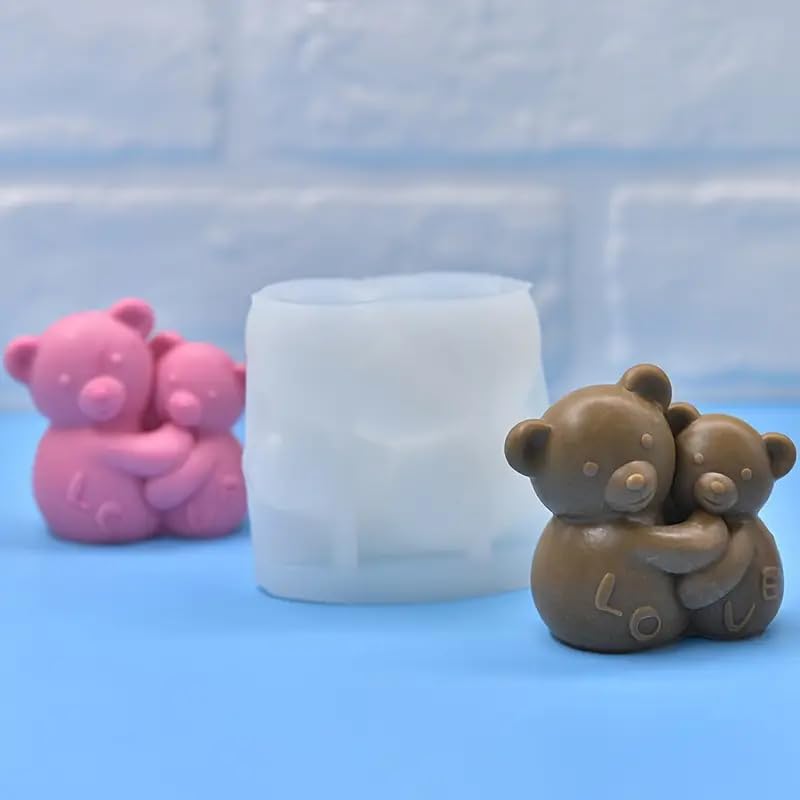 LEGACYCART 3D Love Bear Hugging Shape Candle Silicone Molds for Scented Candle Making DIY Aromatherapy Candles Wax Soap Plaster Polymer Clay Decoration Pack of 1