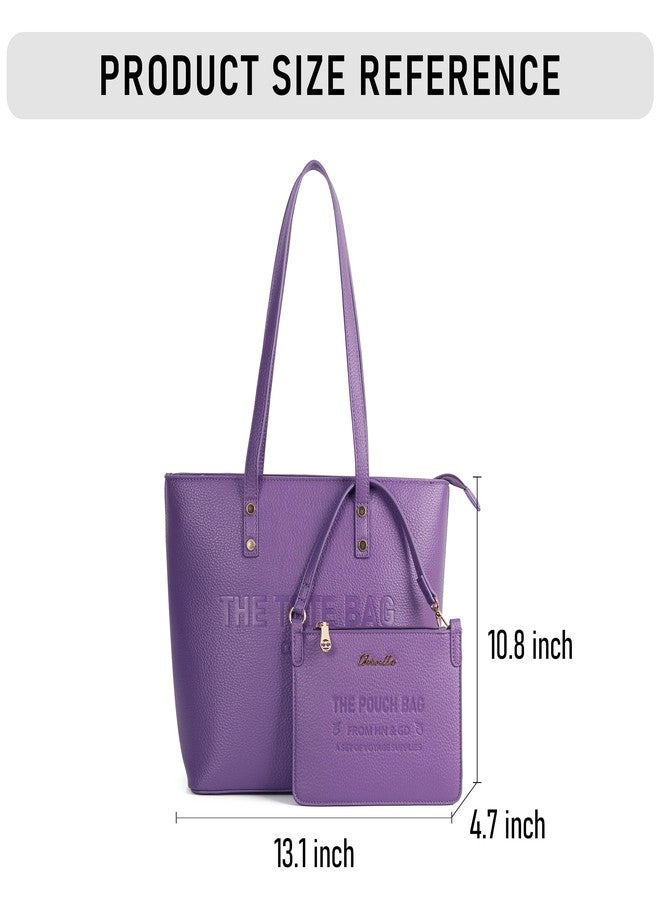 Chinllo Tote Bag for Women, Medium Top Handle Handbags Purse, Purple-grained, Large - Image 3