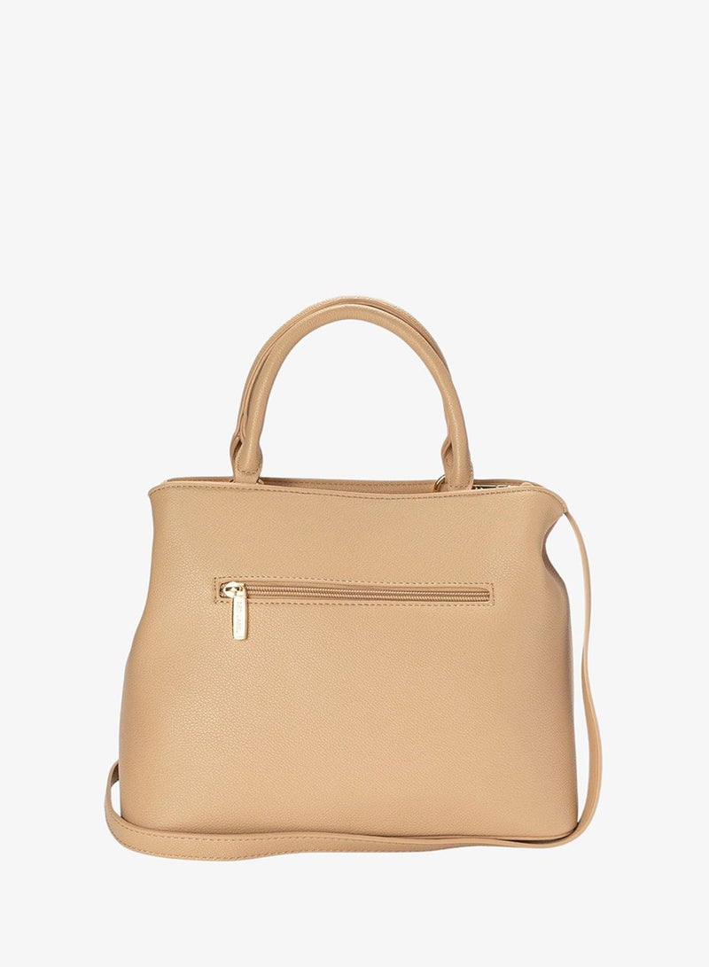 Bata Metallic Logo Handbag with Detachable Strap - Image 2