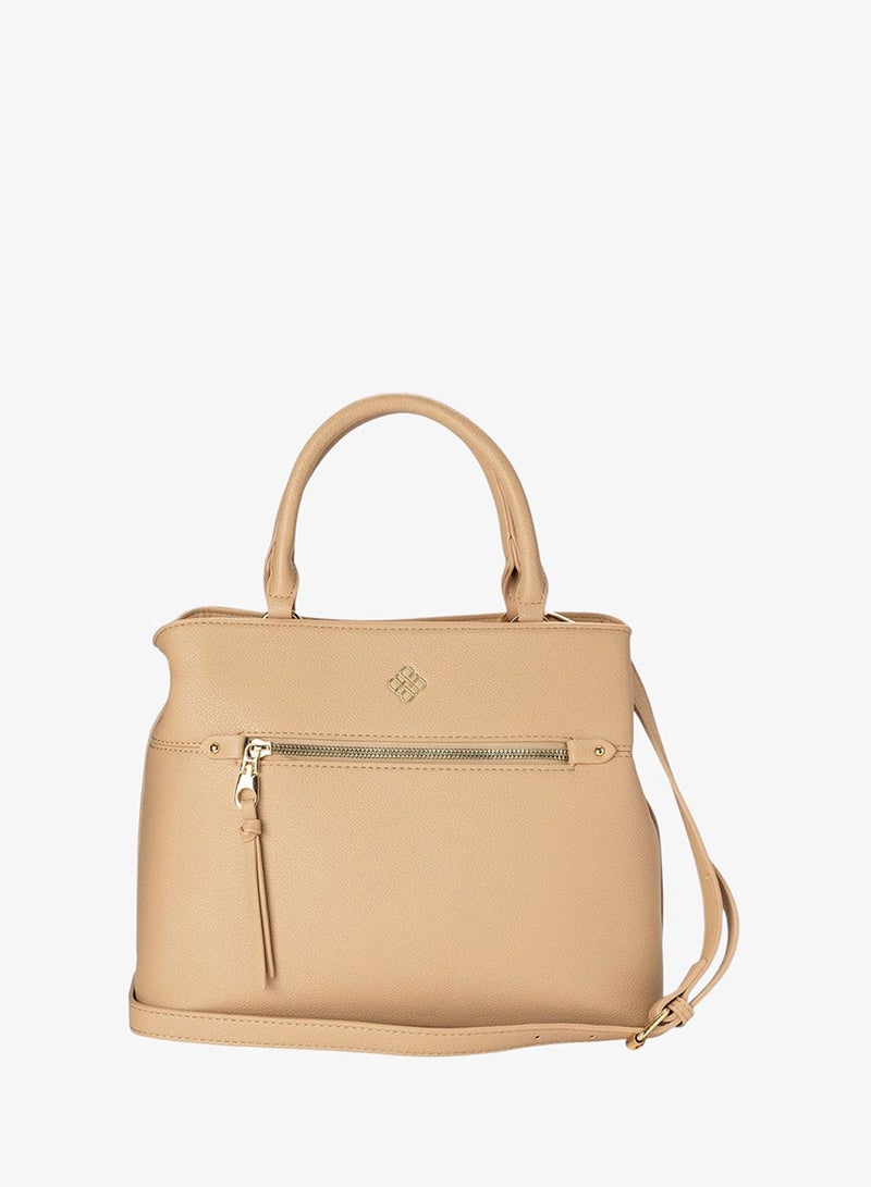 Bata Metallic Logo Handbag with Detachable Strap - Image 1