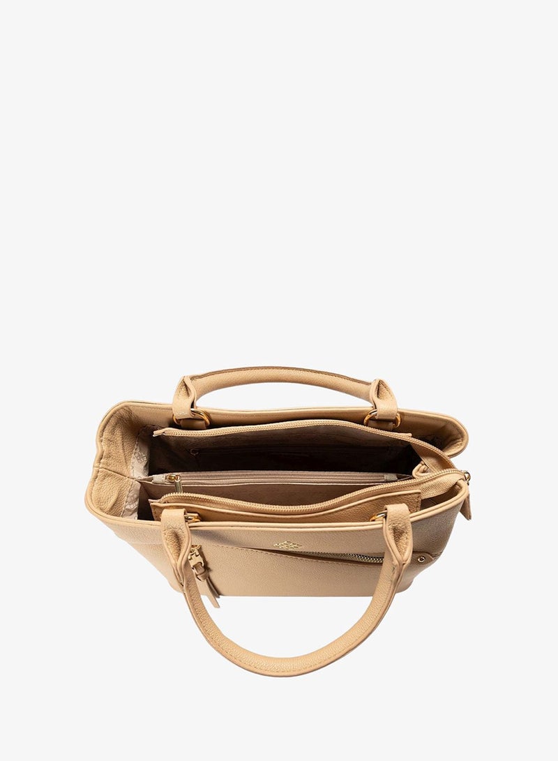 Bata Metallic Logo Handbag with Detachable Strap - Image 4