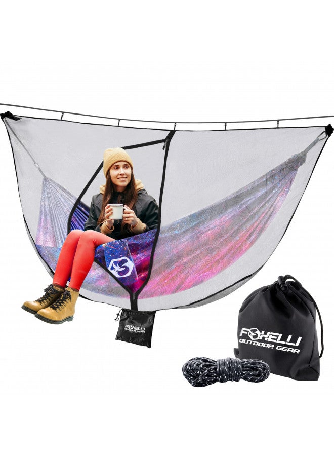 Foxelli Foxelli XL Hammock Net 12ft Net for Hammocks, Lightweight Portable Hammock Netting, Fast and Easy Set Up, Fits All Camping Hammocks - Image 1