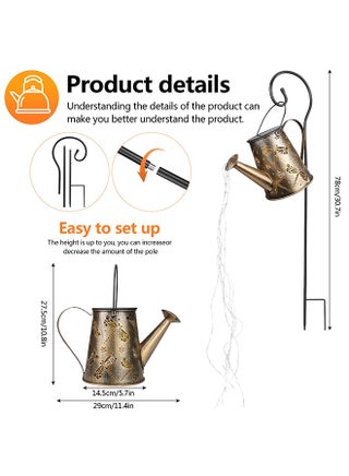 Solar Lights Outdoor Watering Can Solar with String Lights Garden Decoration Solar Lantern Decorative Metal Garden for Outdoor Garden Patio Walkway, With Stand - view 3