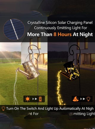 Solar Lights Outdoor Watering Can Solar with String Lights Garden Decoration Solar Lantern Decorative Metal Garden for Outdoor Garden Patio Walkway, With Stand - view 4