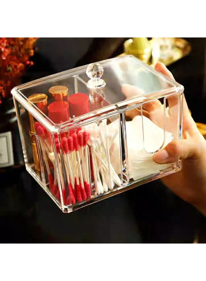 Clear Acrylic Cotton Pad & Swab Box | Transparent Organizer for Makeup, Skincare, and Beauty Essentials | Easy-Access Storage Container for Vanity or Bathroom - Image 2