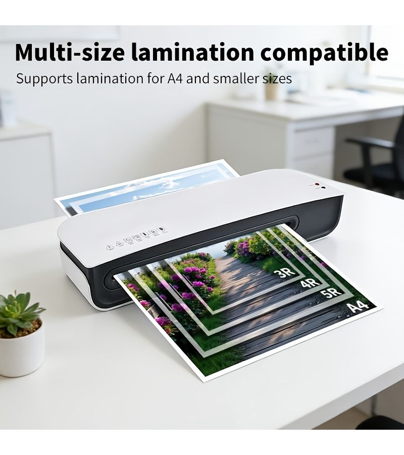 A4 Thermal Laminator Machine Cold Hot Laminating Machine White With Hole Punch Corner Rounder For Home Office School Photo Document Laminating Kit - Image 2
