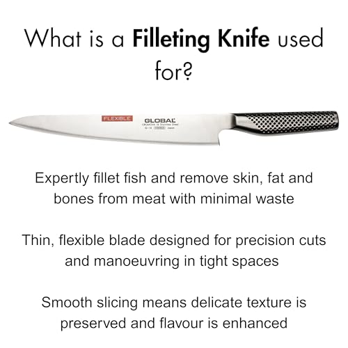 Global 10 inch Flexible Fillet Knife - Lightweight Japanese Stainless Steel, Razor-Sharp Edge, Made in Japan, G-18 - Image 4