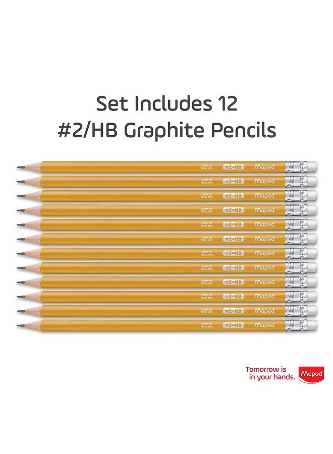 مابد - أقلام رصاص مثلثة صفراء أساسية رقم 2 - عبوة من 12 قلمًا - مبراة مسبقًا - Image 3