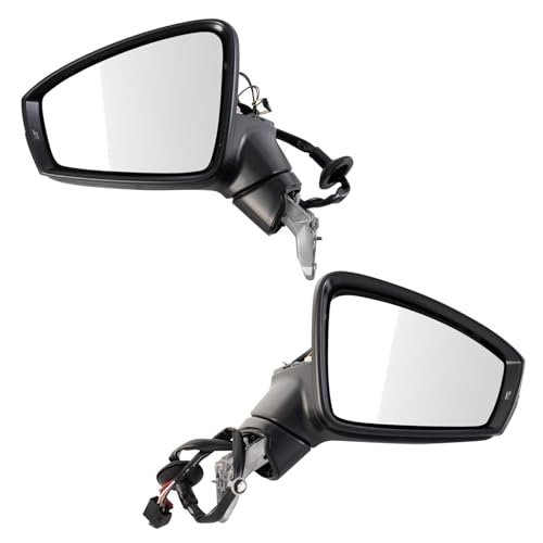 TRQ Driver & Passenger Side Mirror Set Manual Folding Compatible with 2020-2021 Volkswagen Tiguan VW1320180 VW1321180 - Image 1