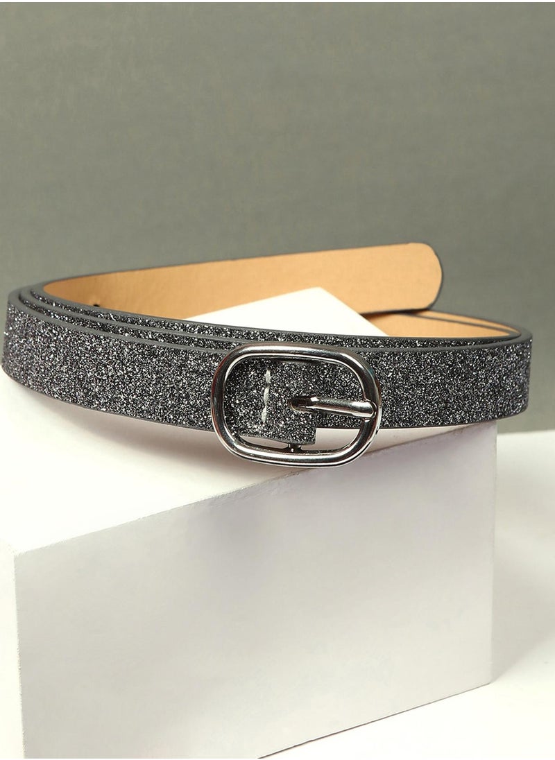 Haute Sauce Black Textured Shimmer Belt  - Image 3