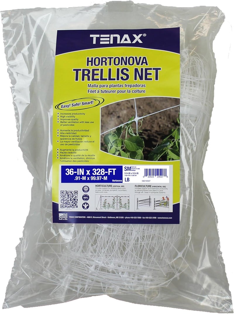Tenax 100521791 084064 Hortonova Sm Plant Trellis Net 36 X 328 White - Image 1