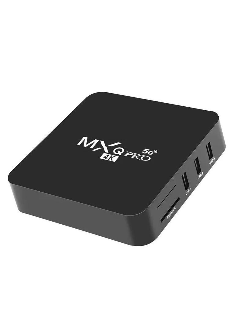 MXQ Pro صندوق تلفاز أندرويد MXQ Pro 5G 4K Ultra HD | معالج رباعي النواة مع دعم واي فاي 5G | بث الأفلام، البرامج التلفزيونية، الرياضة والألعاب على أي تلفاز | نظام أندرويد مع وصول إلى متجر جوجل بلاي، منافذ HDMI و USB للأجهزة الخارجية - Image 1