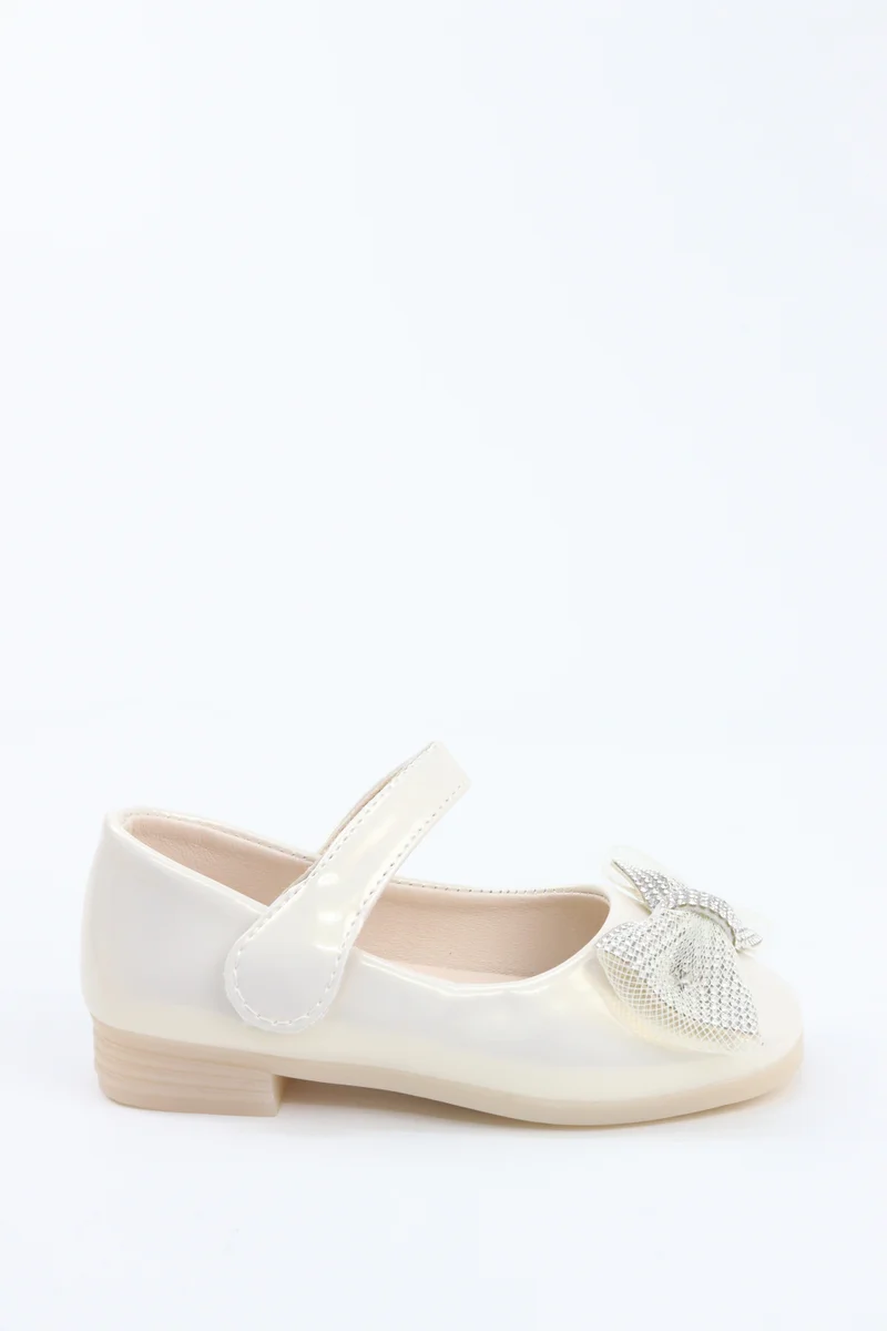 Viny VINY Girls Ballerina Flats with Rhinestone Bow – Elegant Ballet Flats for Girls, Adjustable Strap, Comfortable Party & Occasion Princess Shoes for Kids