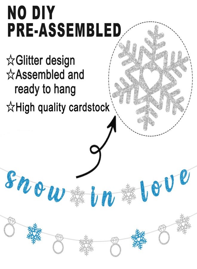 لافتة "ثلج في الحب" جاهزة للتعليق، مزينة ببريق، مثالية لحفلات توديع العزوبية الشتوية، مع إكليل من حلقات ندفات الثلج لتزيين حفلات الزفاف الشتوية وحفلات الخطوبة (أزرق). - Image 5