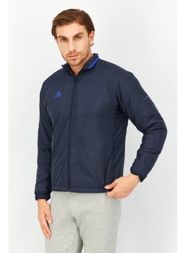 Adidas Men Brand Logo Padded Puffer Jacket, Navy Blue  - Image 1