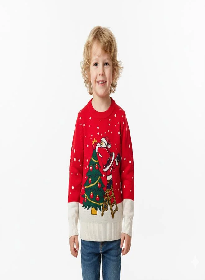 babyqlo Unisex Red Santa Christmas Tree Knit Sweater