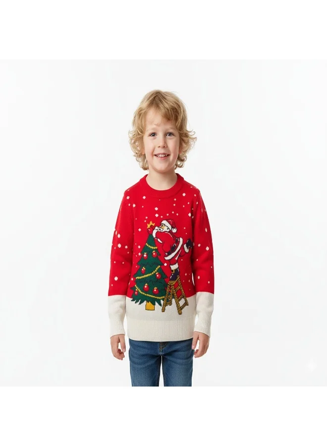 babyqlo Unisex Red Santa Christmas Tree Knit Sweater