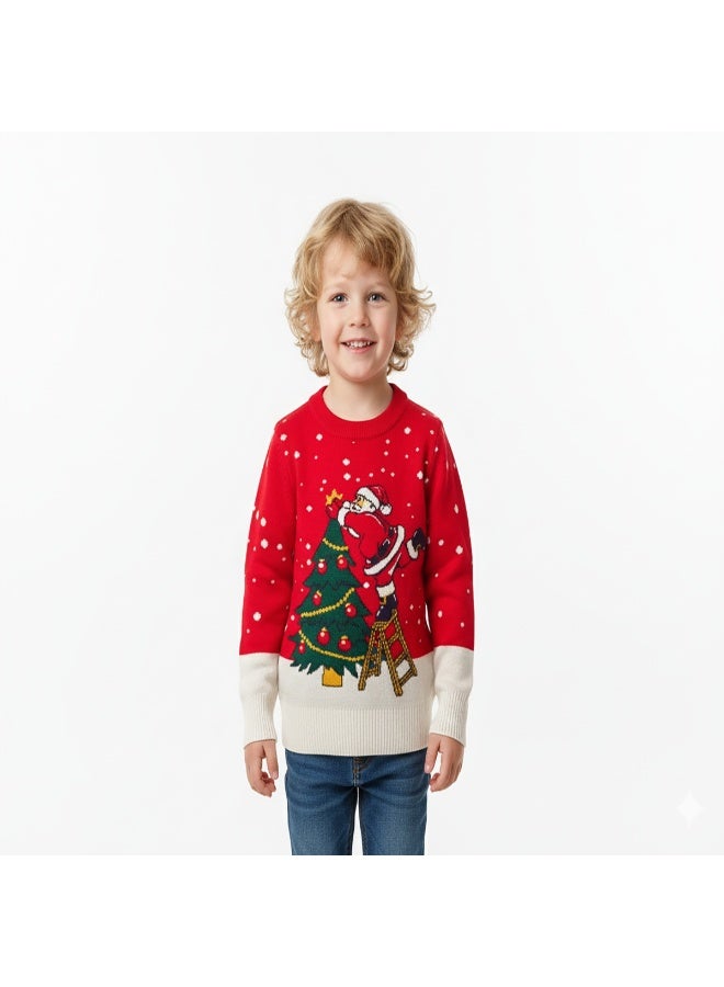 babyqlo Unisex Red Santa Christmas Tree Knit Sweater - Image 1