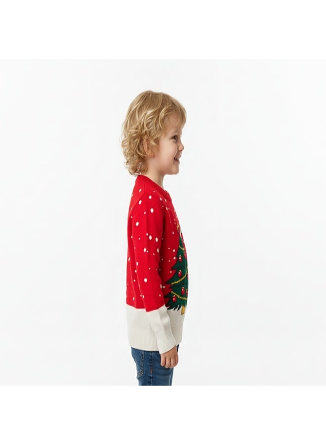 babyqlo Unisex Red Santa Christmas Tree Knit Sweater - Image 3