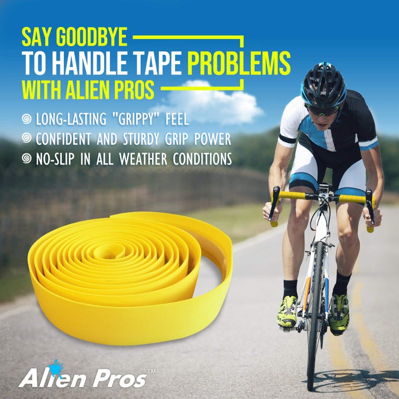 ALIEN PROS Bike Handlebar Tape EVA (Set of 2) Yellow - Enhance your bike Grip with These bicycle handle bar tape - Wrap your bike for an awesome comfortable ride (Set of 2, Yellow) - Image 3
