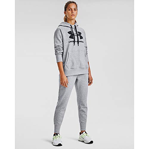Under Armour Womens Rival Fleece Joggers, Steel Medium Heather (035)/Black, 3X - Image 2
