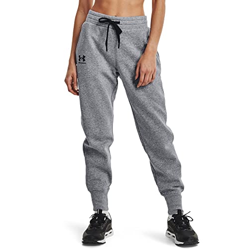 Under Armour Womens Rival Fleece Joggers, Steel Medium Heather (035)/Black, 3X - Image 1