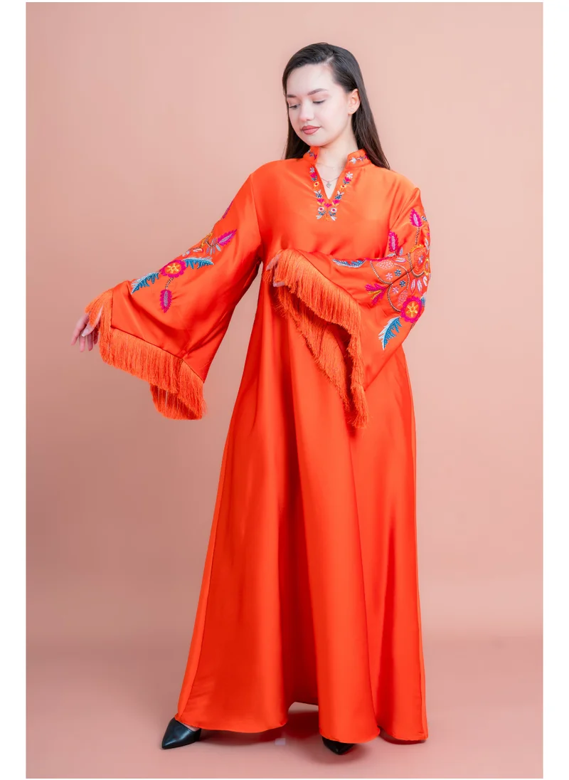 IKKXA Shimmer Detail Sleeves Embroidered Jalabiya IK1018 Red