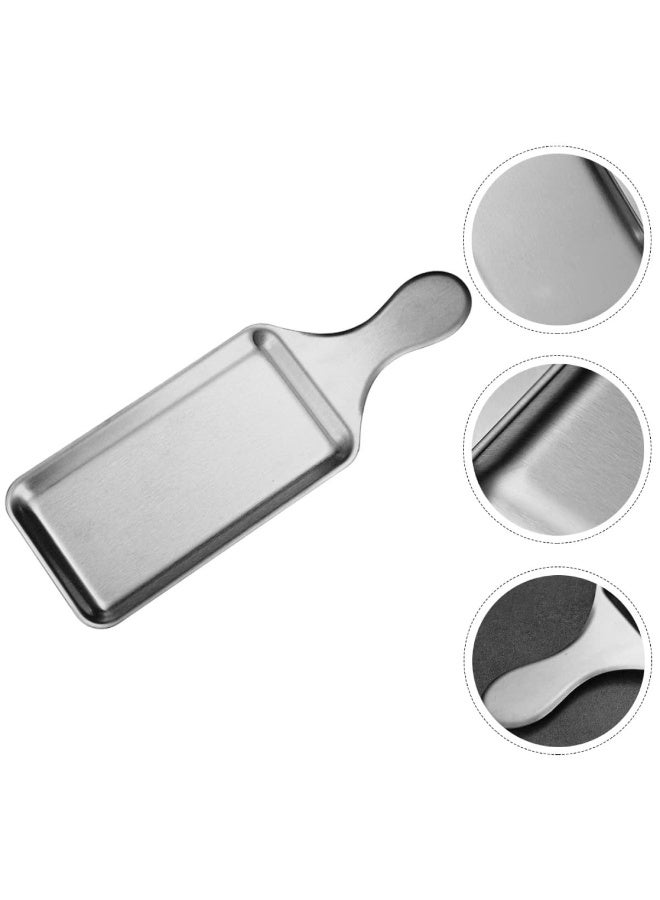 Stainless Steel Serving Tray with Handle, Rectangular Food Serving Platter, Brushed Finish, 35 cm - Image 2