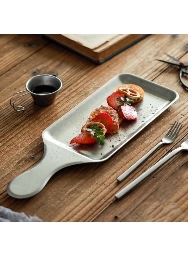 Stainless Steel Serving Tray with Handle, Rectangular Food Serving Platter, Brushed Finish, 35 cm - Image 5